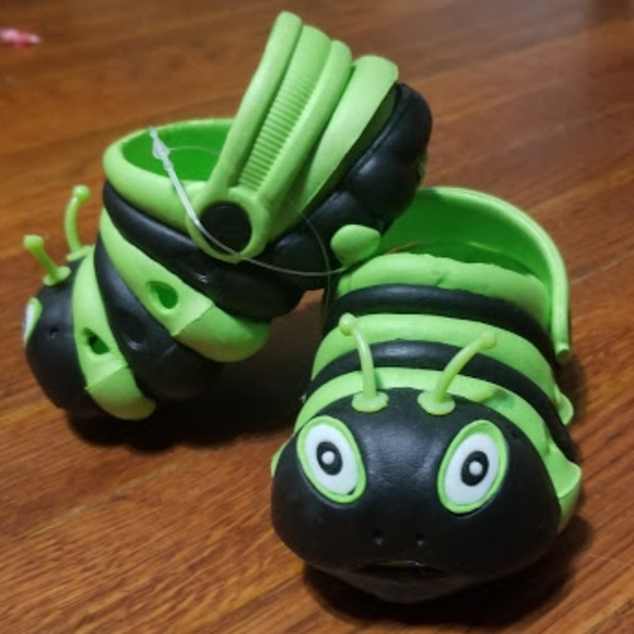 Other - Toddler Black and Green Caterpillar Crocs